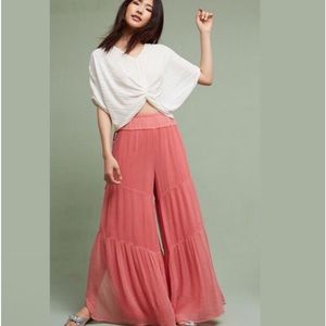 Anthropology Elevenses Wide Leg Pants in LightPink Size-Medium
